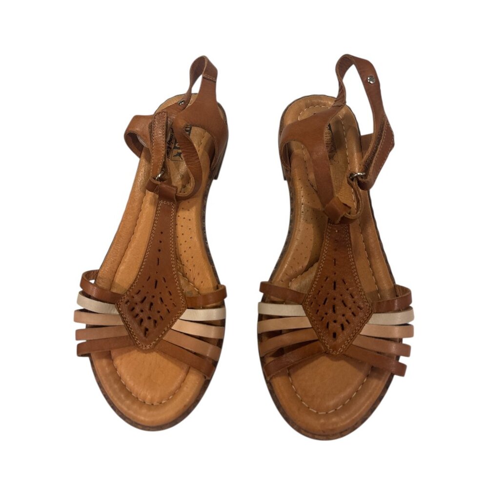 Pikolinos Women’s Leather T Strap Sandals Cognac Comfort EU 40 US 9 - Picture 3 of 9